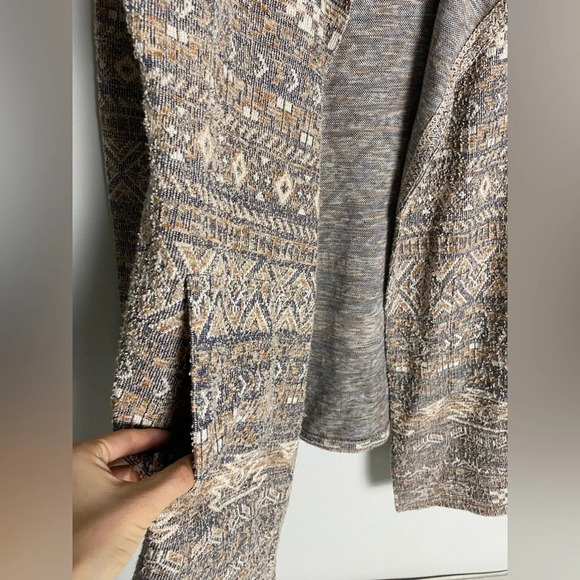LUCKY Brand Cotton-Linen Tweed Aztec  Print Cardigan Size Large - Picture 4 of 9